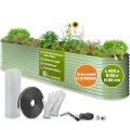 TTL GARDEN 400x80x80cm Nature XXL Metall Hochbeet Salbei-Grün - Stahl rostfrei verzinkt & lackiert Wellblech oval 80cm hoch sehr stabil Garten Beet für Gemüse Kräuter Blumen Gartenbeet Gemüsebeet - Thumbnail 10