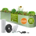 TTL GARDEN 400x80x80cm Nature XXL Metall Hochbeet Salbei-Grün - Stahl rostfrei verzinkt & lackiert Wellblech oval 80cm hoch sehr stabil Garten Beet für Gemüse Kräuter Blumen Gartenbeet Gemüsebeet - Thumbnail 1