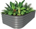 Hochbeet Metall, Pflanzbeet Hochbeete für Garten, 240 x 60 x 43 cm Hochbeet aus verzinktem Stahl mit stabilem Design, Rostschutz und Langer Haltbarkeit – Ideal für Gemüse, Einfacher Aufbau (Grau) - Thumbnail 1