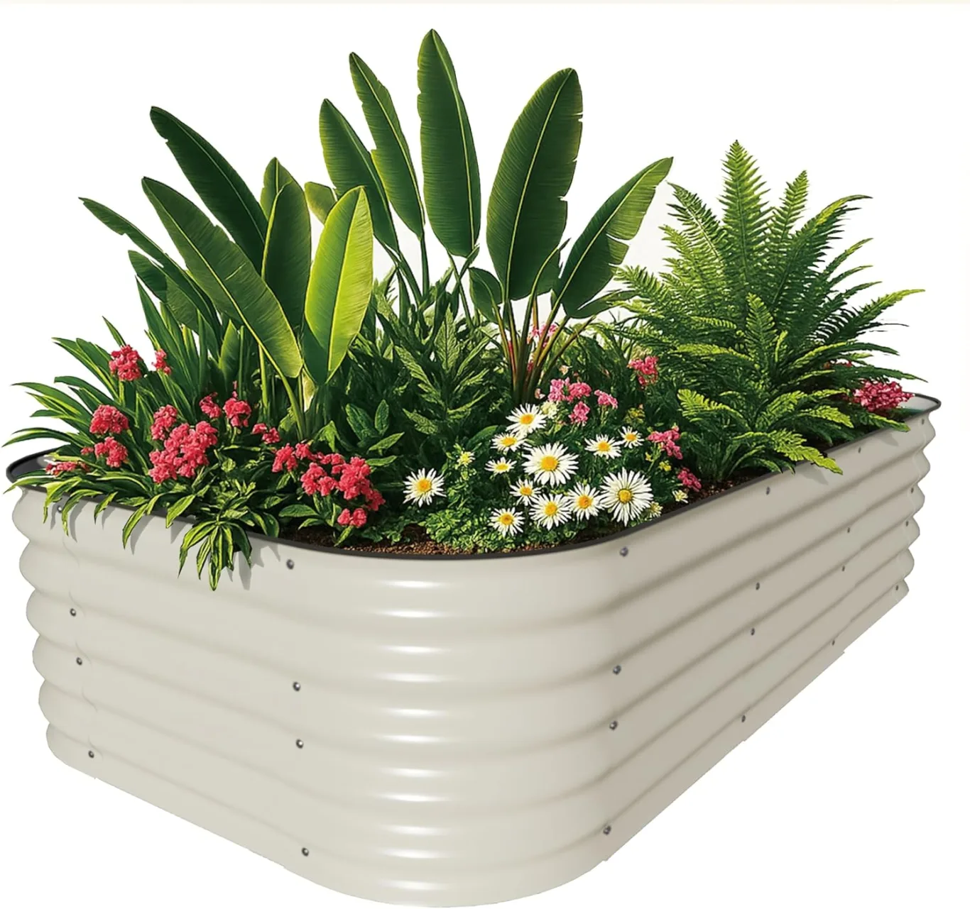 Hochbeet Metall, Pflanzbeet Hochbeete für Garten, 240 x 60 x 43 cm Hochbeet aus verzinktem Stahl mit stabilem Design, Rostschutz und Langer Haltbarkeit – Ideal für Gemüse, Einfacher Aufbau (Weiß) - Bild 1