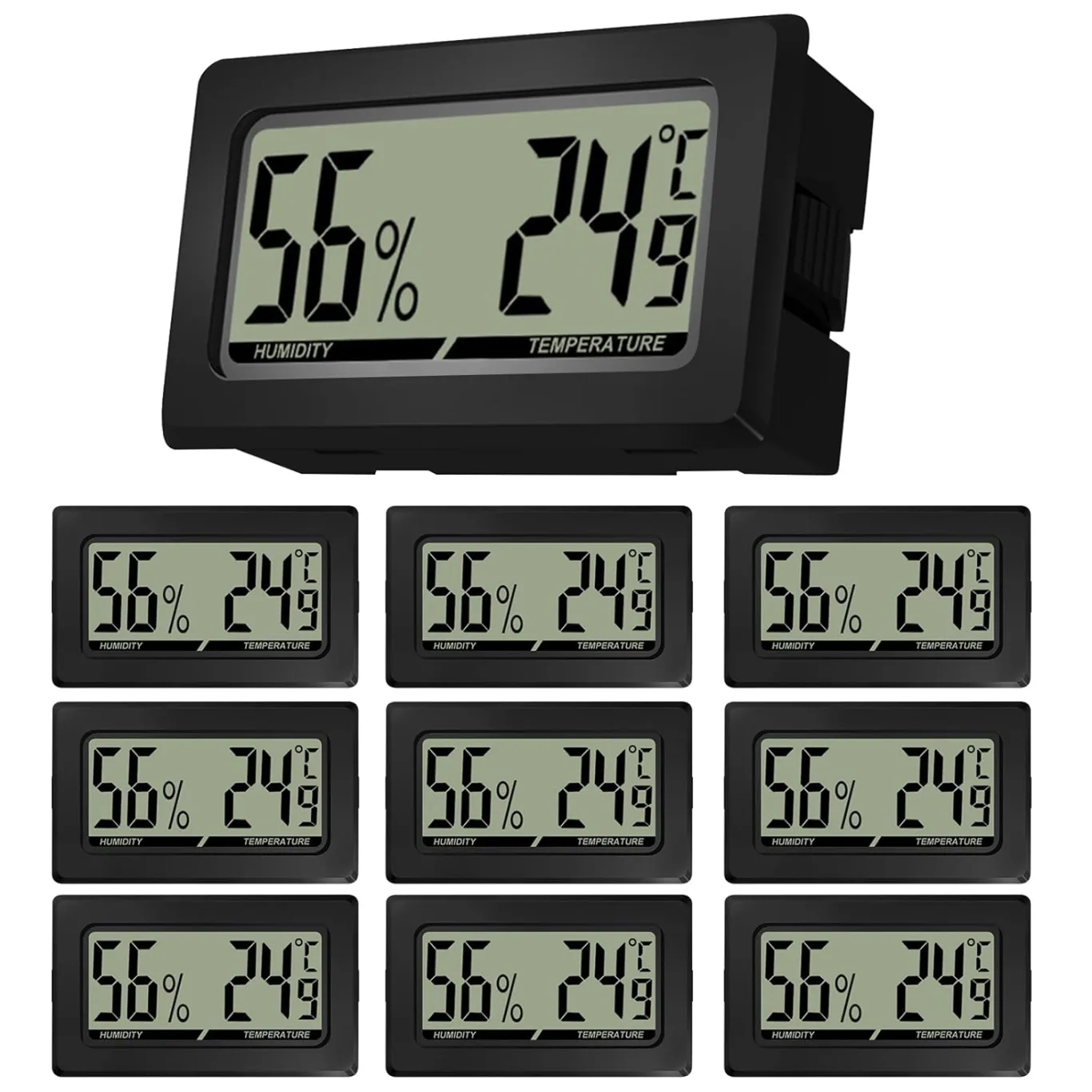 10 Stück Mini Digital Thermometer Hygrometer, Luftfeuchtigkeitsmesser mit LCD, Zimmerthermometer für Büro, Küche, LCD-Thermometer Inkubator, Thermometer Gewächshaus - Bild 1