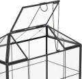 Relaxdays Pflanzenterrarium, Glas & Zinn, Deko Glashaus für Kakteen & Moos, Glaskasten für Fensterbank, schwarz - Thumbnail 5