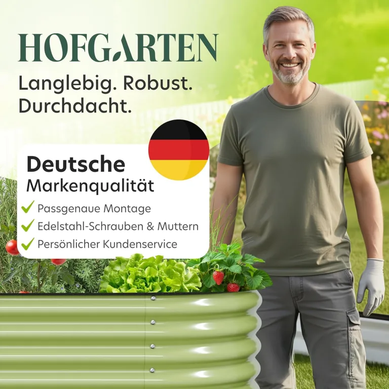 Hochbeet Metall 200x80x78 cm I Gartenbeet aus verzinktem Stahl I Pflanzbeet wetterfest & rostfrei I Ovales Gemüsebeet für Garten & Terasse I Hochbeet Bausatz ohne Boden (Salbei) – Bild 8
