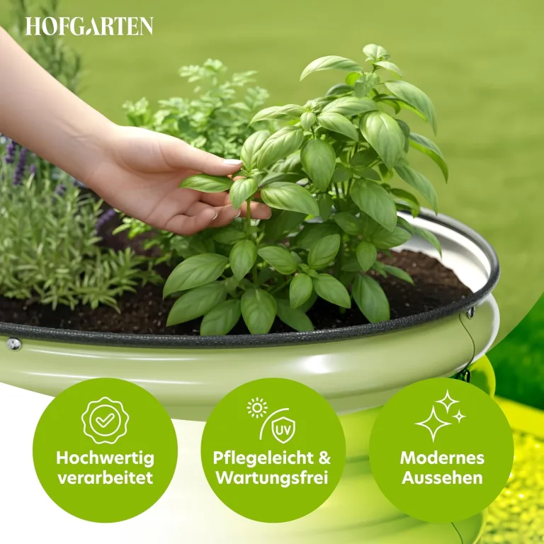 Hochbeet Metall 260x80x78 cm I Gartenbeet aus verzinktem Stahl I Pflanzbeet wetterfest & rostfrei I Ovales Gemüsebeet für Garten & Terasse I Hochbeet Bausatz ohne Boden (Salbei) – Bild 6