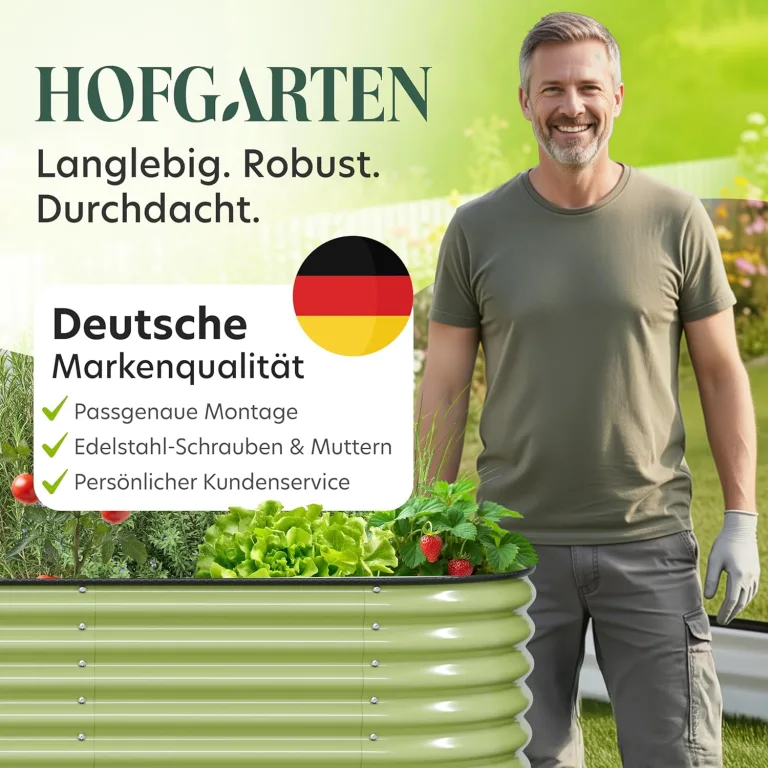 Hochbeet Metall 260x80x78 cm I Gartenbeet aus verzinktem Stahl I Pflanzbeet wetterfest & rostfrei I Ovales Gemüsebeet für Garten & Terasse I Hochbeet Bausatz ohne Boden (Salbei) – Bild 8