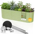 Hochbeet Metall 260x80x78 cm I Gartenbeet aus verzinktem Stahl I Pflanzbeet wetterfest & rostfrei I Ovales Gemüsebeet für Garten & Terasse I Hochbeet Bausatz ohne Boden (Salbei) - Thumbnail 1