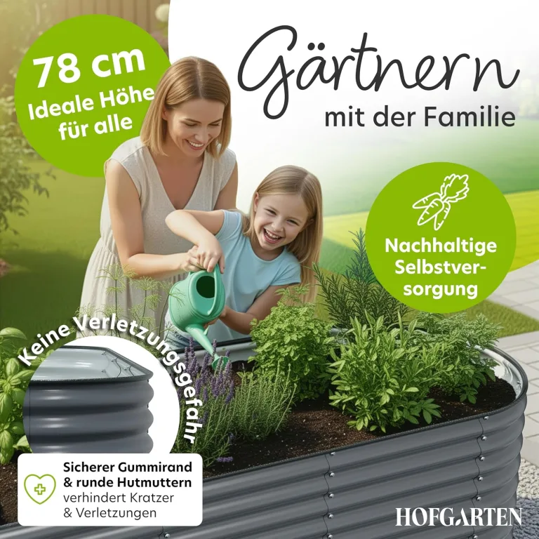 Hochbeet Metall 260x80x78 cm I Gartenbeet aus verzinktem Stahl I Pflanzbeet wetterfest & rostfrei I Ovales Gemüsebeet für Garten & Terasse I Hochbeet Bausatz ohne Boden (Anthrazit) – Bild 7