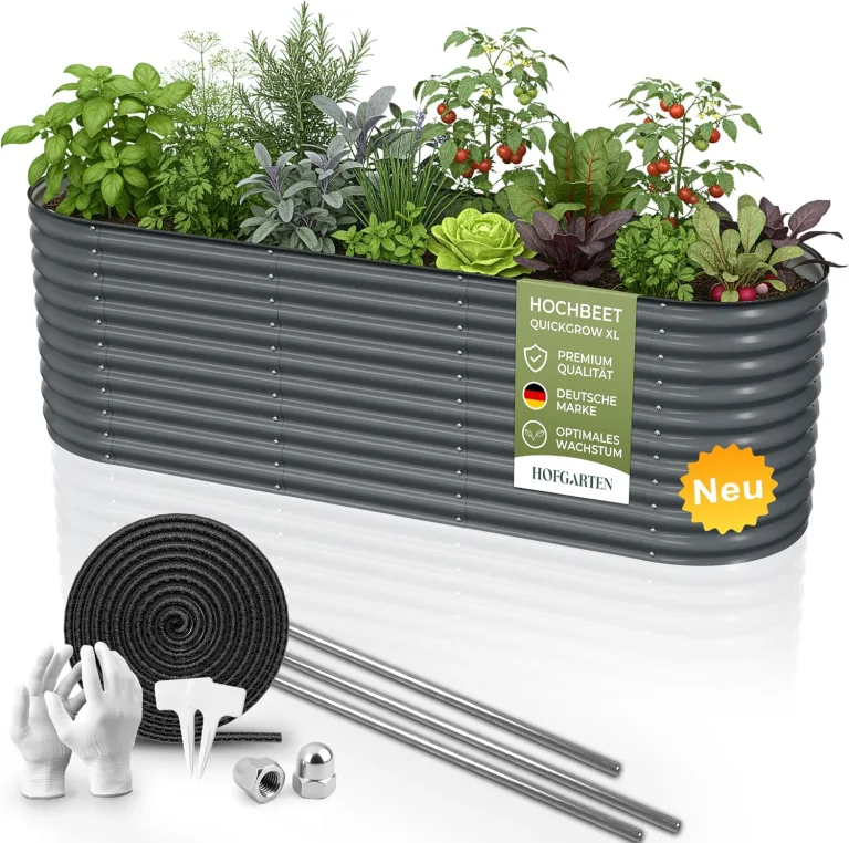Hochbeet Metall 260x80x78 cm I Gartenbeet aus verzinktem Stahl I Pflanzbeet wetterfest & rostfrei I Ovales Gemüsebeet für Garten & Terasse I Hochbeet Bausatz ohne Boden (Anthrazit) – Bild 1