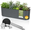 Hochbeet Metall 260x80x78 cm I Gartenbeet aus verzinktem Stahl I Pflanzbeet wetterfest & rostfrei I Ovales Gemüsebeet für Garten & Terasse I Hochbeet Bausatz ohne Boden (Anthrazit) - Thumbnail 1