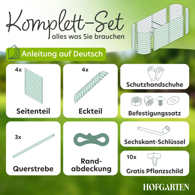 HOFGARTEN Hochbeet Metall 200x80x78 cm - Hochwertiges Gartenbeet aus Zn-Al-Mg Stahl - wetterfest & rostgeschützt - Ergonomisches Gärtnern - Modell QuickGrow XL (Cremeweiß) – Bild 9