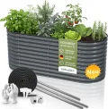 Hochbeet Metall 200x80x78 cm I Gartenbeet aus verzinktem Stahl I Pflanzbeet wetterfest & rostfrei I Ovales Gemüsebeet für Garten & Terasse I Hochbeet Bausatz ohne Boden (Anthrazit) - Thumbnail 1