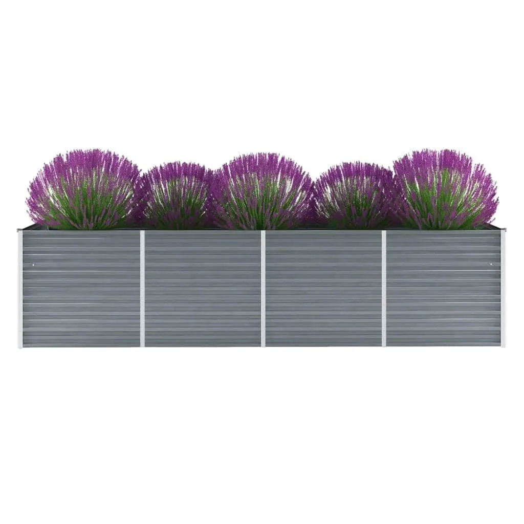 Pflanzenbeet Wetterfestes Stahlblech Hochbeet für Gemüse Erhöhte Extragroße Gemüsebeet Frühbeet Gartenbeet Blumenkasten für Garten Verzinkter Stahl 320x80x77 cm Grau - Bild 1