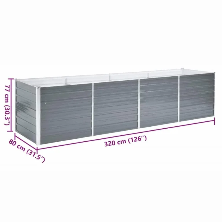 Pflanzenbeet Wetterfestes Stahlblech Hochbeet für Gemüse Erhöhte Extragroße Gemüsebeet Frühbeet Gartenbeet Blumenkasten für Garten Verzinkter Stahl 320x80x77 cm Grau – Bild 7