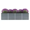 Pflanzenbeet Wetterfestes Stahlblech Hochbeet für Gemüse Erhöhte Extragroße Gemüsebeet Frühbeet Gartenbeet Blumenkasten für Garten Verzinkter Stahl 320x80x77 cm Grau - Thumbnail 1