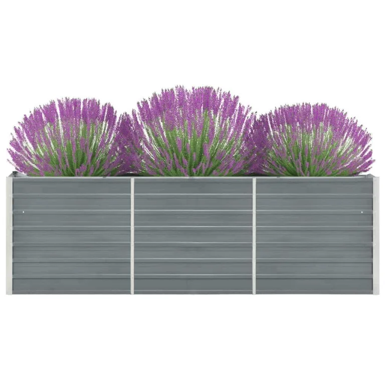 Pflanzenbeet Wetterfestes Stahlblech Hochbeet für Gemüse Erhöhte Extragroße Gemüsebeet Frühbeet Gartenbeet Pflanzkübel Blumenkasten für Garten Stahl 240x40x77 cm Grau – Bild 2