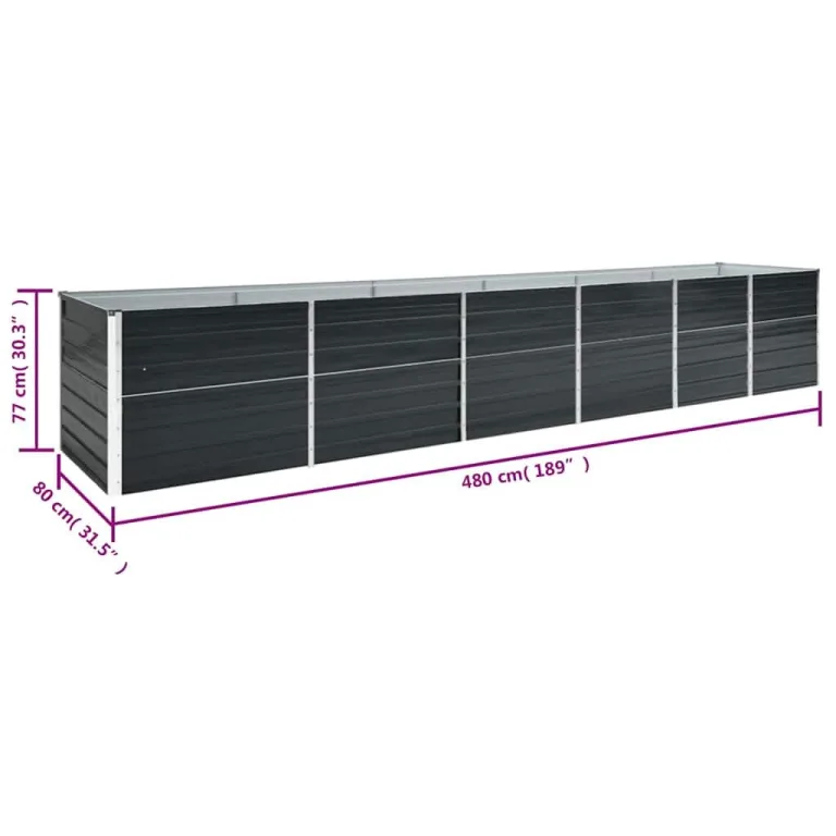 Hochbeet Metall Hochbeete-Kit für Beet Hochbeet Garten Wetterfest Kräuterbeet Frühbeet Gemüsebeet zur Anzucht als Blumenkasten Verzinkter Stahl 480x80x77 cm Anthrazit – Bild 8