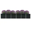 Hochbeet Metall Hochbeete-Kit für Beet Hochbeet Garten Wetterfest Kräuterbeet Frühbeet Gemüsebeet zur Anzucht als Blumenkasten Verzinkter Stahl 480x80x77 cm Anthrazit - Thumbnail 4