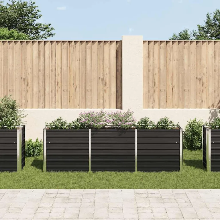Hochbeet Metall Gartenbeet aus Verzinktem Stahl Pflanzbeet Wetterfest & Rostfrei Rechteckiges Gemüsebeet für Garten & Terrasse Verzinkter 240 x 40 x 77 cm Anthrazit – Bild 3