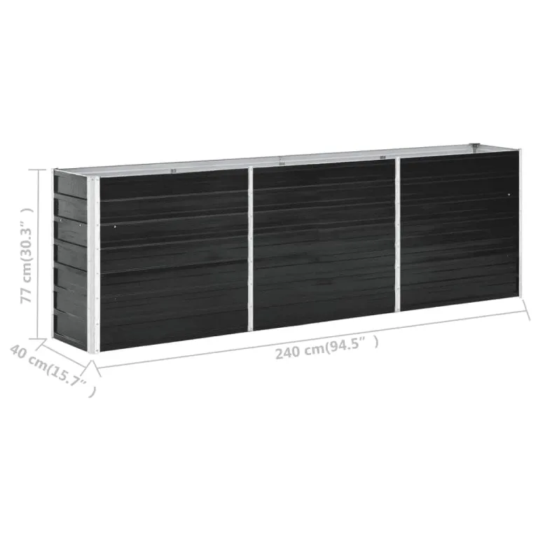 Hochbeet Metall Gartenbeet aus Verzinktem Stahl Pflanzbeet Wetterfest & Rostfrei Rechteckiges Gemüsebeet für Garten & Terrasse Verzinkter 240 x 40 x 77 cm Anthrazit – Bild 8