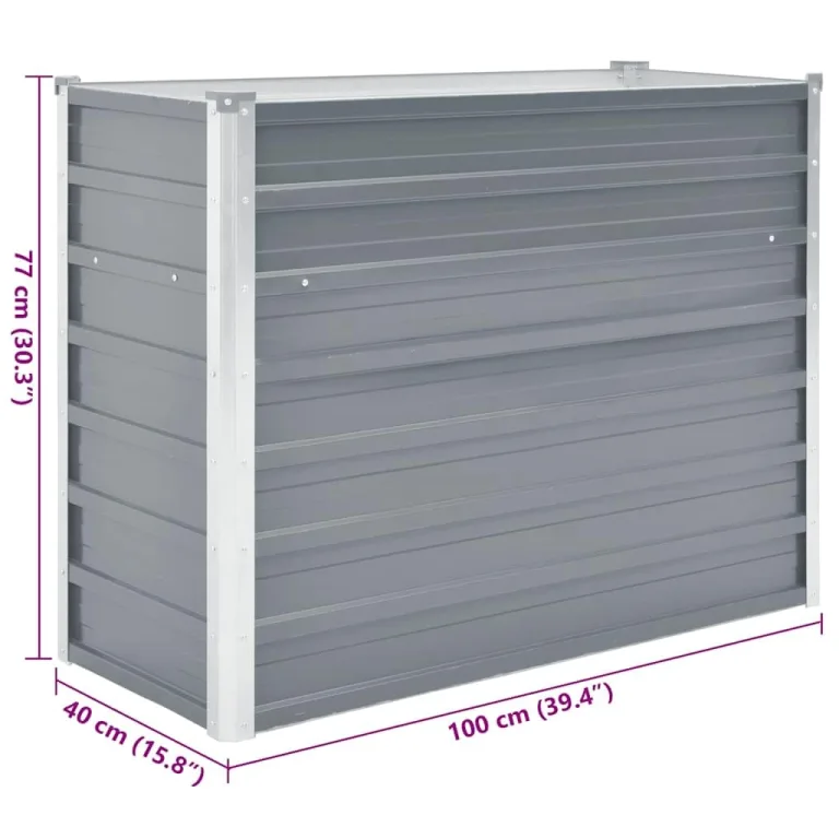 Hochbeet aus Metall Modulares Hochbeete-Kit Rostfreie Hochbeete für Garten aus Premium Zn-Al-Mg Stahl Hoch Gemüsebeet Verzinkter 100x40x77 cm Grau – Bild 7