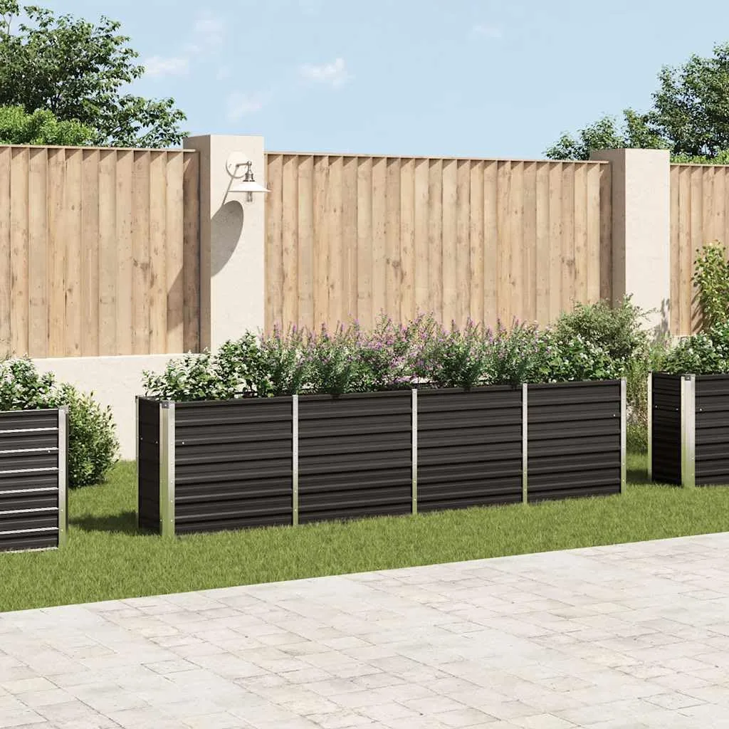 Hochbeet Metall Premium hochbeet Balkon oder Garten Pflanzkasten Hochbeete-Kit Kräuterbeet Balkon Hochbeet Hochbeete für Garten 320 x 40 x 77 cm Stahl Anthrazit - Bild 1