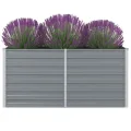Pflanzenbeet Wetterfestes Stahlblech Hochbeet für Gemüse Erhöhte Extragroße Gemüsebeet Frühbeet Gartenbeet Pflanzkübel Blumenkasten für Garten 160 x 80 x 77 cm Stahl Grau - Thumbnail 1