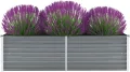 Garten-Hochbeet Pflanzenbeet Wetterfestes Stahlblech Hochbeet für Gemüse Erhöhte Extragroße Gemüsebeet Frühbeet Gartenbeet Pflanzkübel Blumenkasten für Garten 160x40x45 cm Grau - Thumbnail 1
