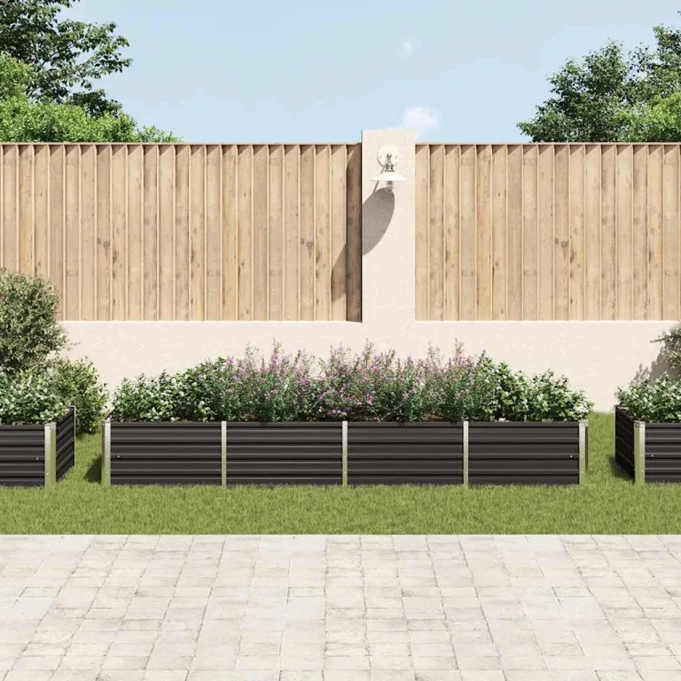 Hochbeet Metall Gartenbeet aus Verzinktem Stahl Pflanzbeet Wetterfest & Rostfrei Rechteckiges Gemüsebeet für Garten & Terrasse Anthrazit 320 x 80 x 45 cm Verzinkter Stahl – Bild 3