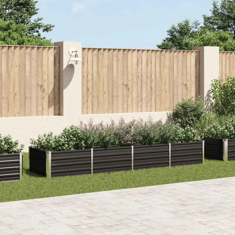 Hochbeet Metall Gartenbeet aus Verzinktem Stahl Pflanzbeet Wetterfest & Rostfrei Rechteckiges Gemüsebeet für Garten & Terrasse Anthrazit 320 x 80 x 45 cm Verzinkter Stahl – Bild 1