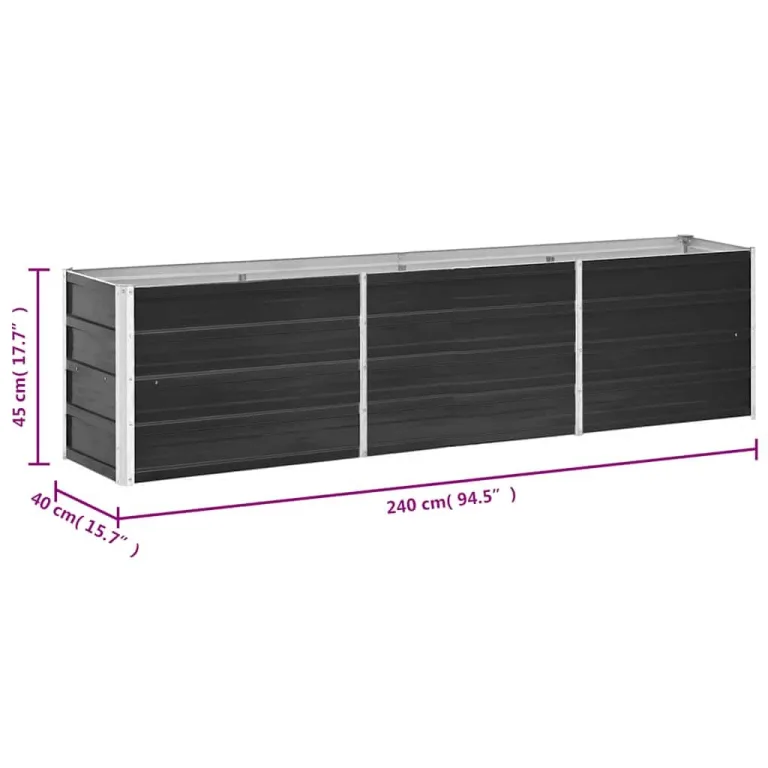 Hochbeet Metall Hochbeete-Kit für Beet Hochbeet Garten Wetterfest Kräuterbeet Frühbeet Gemüsebeet Pflanzenbeet zur Anzucht als Blumenkasten Verzinkter 240×40×45 cm Anthrazit – Bild 8