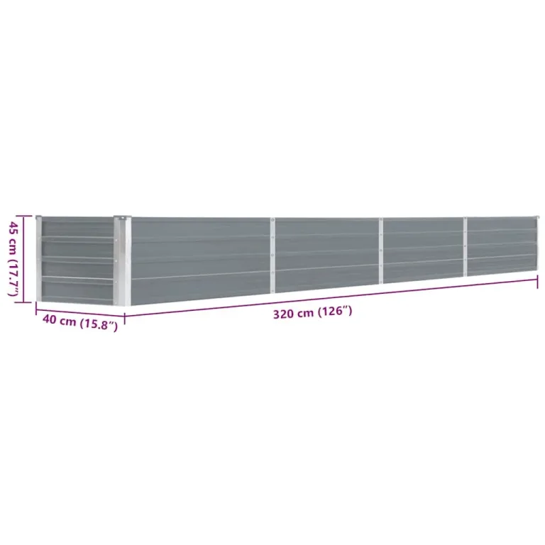 Hochbeet aus Metall Modulares Hochbeete-Kit Rostfreie Hochbeete für Garten aus Premium Zn-Al-Mg Stahl Hoch Gemüsebeet Verzinkter 320×40×45 cm Grau – Bild 8