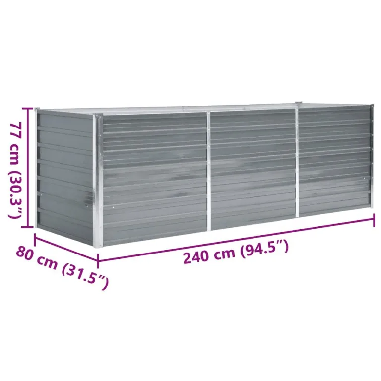 Hochbeet Metall Premium hochbeet Balkon oder Garten Pflanzkasten Hochbeete-Kit Kräuterbeet Balkon Hochbeet Hochbeete für Garten Verzinkter Stahl 240x80x77 cm Grau – Bild 7