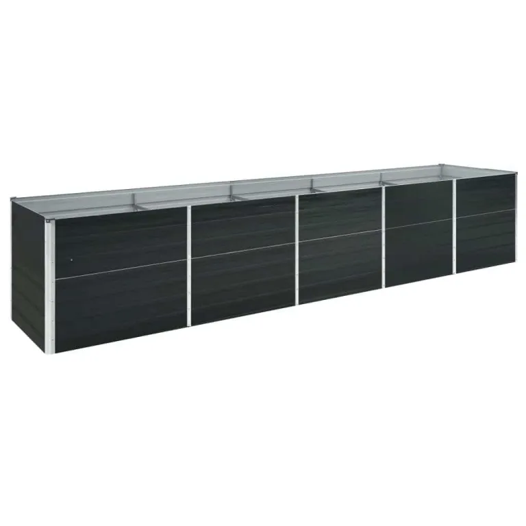 Hochbeet Metall Gartenbeet aus verzinktem Stahl Pflanzbeet wetterfest & rostfrei Rechteckiges Gemüsebeet für Garten & Terrasse Verzinkter Stahl 400x80x77 cm Anthrazit – Bild 2