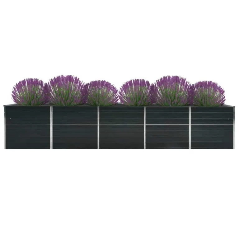 Hochbeet Metall Gartenbeet aus verzinktem Stahl Pflanzbeet wetterfest & rostfrei Rechteckiges Gemüsebeet für Garten & Terrasse Verzinkter Stahl 400x80x77 cm Anthrazit – Bild 4