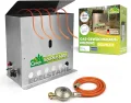 Bio Green Gas-gewächshausheizung EcoPilot, 4500 Watt, Silber, Thermostat-Regelbereich: 0° – 20° C, Edelstahl, Outdoor, Gas, 38x17x40 cm, für Gewächshäuser bis 22m², Bodenmontage - Thumbnail 1
