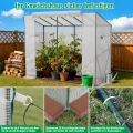 Velway Tomaten Gewächshaus Foliengewächshaus Stabil - 208x81x170/141cm Winterfest Tomatenhaus Schrägdach Garten Treibhaus mit PE Gitterfolie, Belüftungsfenster, Erdanker und Winddichten Seile - Weiß - Thumbnail 6