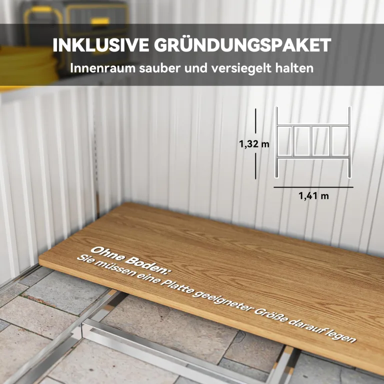 Outsunny Metall Gerätehaus 2,81m² 154x206,5x181 cm Geräteschuppen mit Pultdach Fundament Schiebetür wetterfest Gartenhaus Outdoor Garten Schuppen Schrank für Hinterhof Außenbereich Weiß – Bild 5