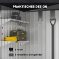 Outsunny Metall Gerätehaus 2,81m² 154x206,5x181 cm Geräteschuppen mit Pultdach Fundament Schiebetür wetterfest Gartenhaus Outdoor Garten Schuppen Schrank für Hinterhof Außenbereich Weiß - Thumbnail 4