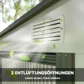 Outsunny Metall Gerätehaus 2,81m² 154x206,5x181 cm Geräteschuppen mit Pultdach Fundament Schiebetür wetterfest Gartenhaus Outdoor Garten Schuppen Schrank für Hinterhof Außenbereich Weiß - Thumbnail 8