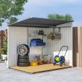 Outsunny Metall Gerätehaus 2,81m² 154x206,5x181 cm Geräteschuppen mit Pultdach Fundament Schiebetür wetterfest Gartenhaus Outdoor Garten Schuppen Schrank für Hinterhof Außenbereich Weiß - Thumbnail 9