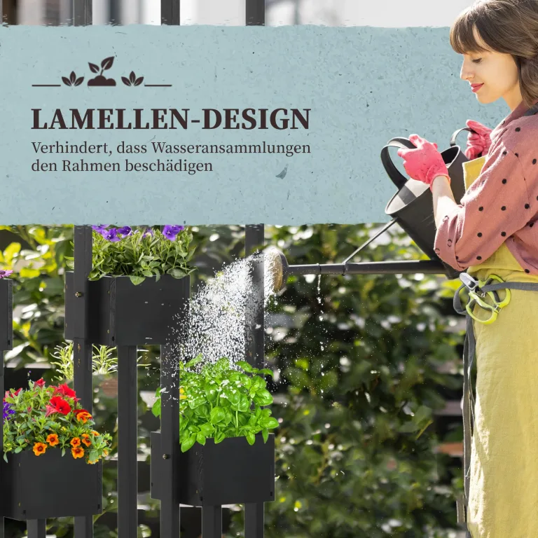 Outsunny Hochbeet mit Rankgitter Körbe, Holz Pflanzkasten Pflanzkübel Blumenkasten, 90 x 45 x 170 cm für Garten Balkon Terrasse, Blumenkübel für Kletterpflanzen Korbpflanzen, Blumen – Bild 6