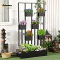 Outsunny Hochbeet mit Rankgitter Körbe, Holz Pflanzkasten Pflanzkübel Blumenkasten, 90 x 45 x 170 cm für Garten Balkon Terrasse, Blumenkübel für Kletterpflanzen Korbpflanzen, Blumen - Thumbnail 2