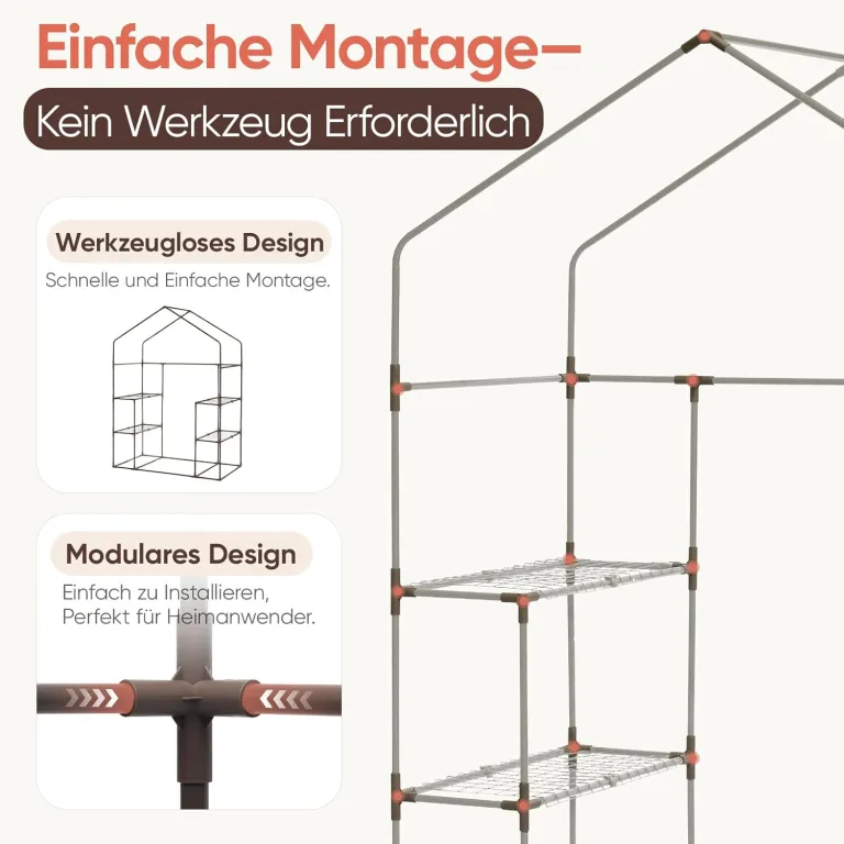 Sekey Gewächshaus 200x145x75 cm, Foliengewächshaus Stabil, Gewächshaus Balkon mit 4 Regalböden für optimales Pflanzenwachstum, Weiß, XL – Bild 2