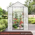 Sekey Gewächshaus 200x145x75 cm, Foliengewächshaus Stabil, Gewächshaus Balkon mit 4 Regalböden für optimales Pflanzenwachstum, Weiß, XL - Thumbnail 7