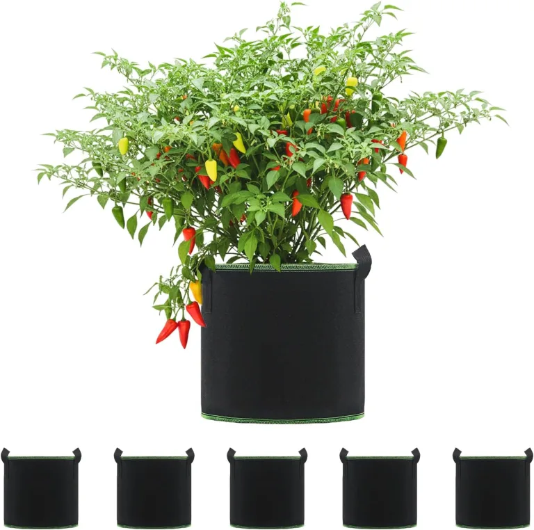 5 Stück 22L Vliesstoff Pflanzsack mit Griffe - Wiederverwendbare Pflanztasche für Tomaten, Kartoffeln, Erdbeeren, Gemüse, Blumen - Geeignet für Garten, Gewächshaus, Balkon, Terrasse – Bild 1