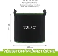 5 Stück 22L Vliesstoff Pflanzsack mit Griffe - Wiederverwendbare Pflanztasche für Tomaten, Kartoffeln, Erdbeeren, Gemüse, Blumen - Geeignet für Garten, Gewächshaus, Balkon, Terrasse - Thumbnail 3