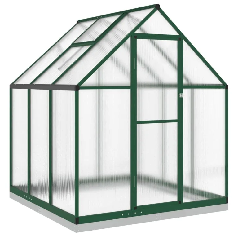 Gewächshaus mit Fundamentrahmen Gewächshaus Aluminium Gewächshaus Winterfest Garten Treibhaus Pflanzenhaus-Grün-169 x 169 x 202 cm – Bild 2