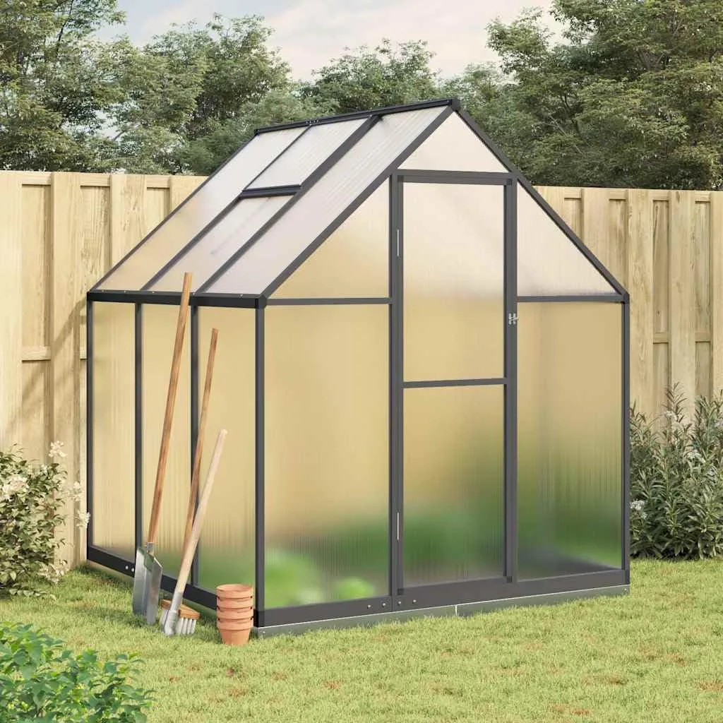 Gewächshaus mit Fundamentrahmen Gewächshaus Aluminium Gewächshaus Winterfest Garten Treibhaus Pflanzenhaus-Anthrazit-169 x 169 x 202 cm - Bild 1