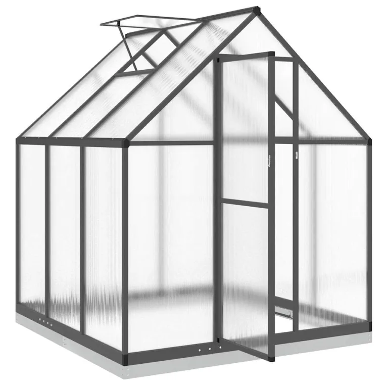 Gewächshaus mit Fundamentrahmen Gewächshaus Aluminium Gewächshaus Winterfest Garten Treibhaus Pflanzenhaus-Anthrazit-169 x 169 x 202 cm – Bild 6