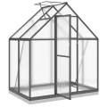 Gewächshaus mit Fundamentrahmen Gewächshaus Aluminium Gewächshaus Winterfest Garten Treibhaus Pflanzenhaus-Anthrazit-169 x 114 x 202 cm - Thumbnail 4
